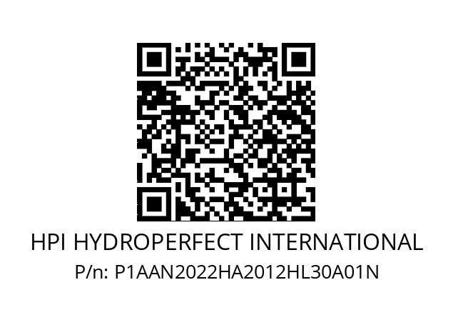   HPI HYDROPERFECT INTERNATIONAL P1AAN2022HA2012HL30A01N