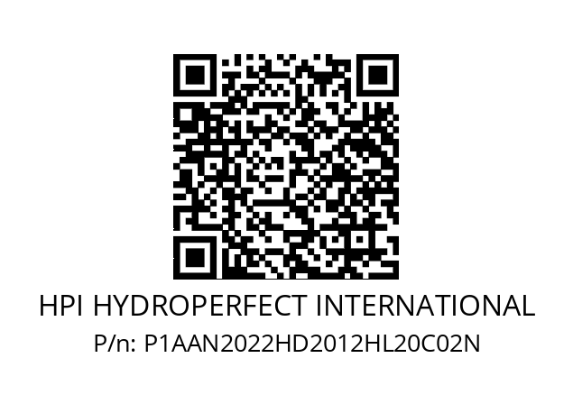   HPI HYDROPERFECT INTERNATIONAL P1AAN2022HD2012HL20C02N