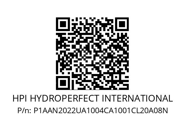   HPI HYDROPERFECT INTERNATIONAL P1AAN2022UA1004CA1001CL20A08N