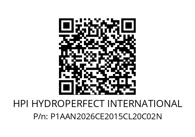   HPI HYDROPERFECT INTERNATIONAL P1AAN2026CE2015CL20C02N