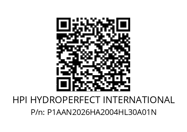   HPI HYDROPERFECT INTERNATIONAL P1AAN2026HA2004HL30A01N