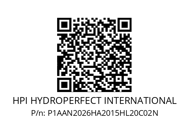   HPI HYDROPERFECT INTERNATIONAL P1AAN2026HA2015HL20C02N