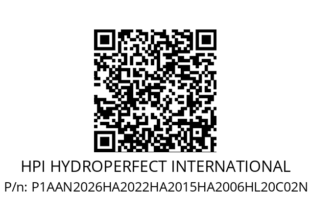   HPI HYDROPERFECT INTERNATIONAL P1AAN2026HA2022HA2015HA2006HL20C02N