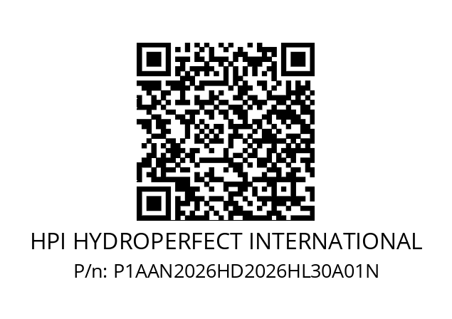   HPI HYDROPERFECT INTERNATIONAL P1AAN2026HD2026HL30A01N