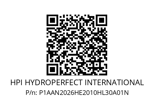   HPI HYDROPERFECT INTERNATIONAL P1AAN2026HE2010HL30A01N