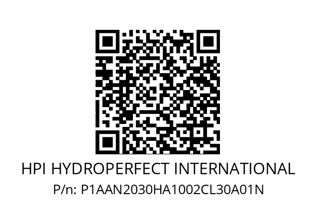   HPI HYDROPERFECT INTERNATIONAL P1AAN2030HA1002CL30A01N