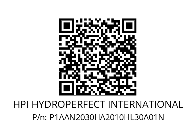   HPI HYDROPERFECT INTERNATIONAL P1AAN2030HA2010HL30A01N