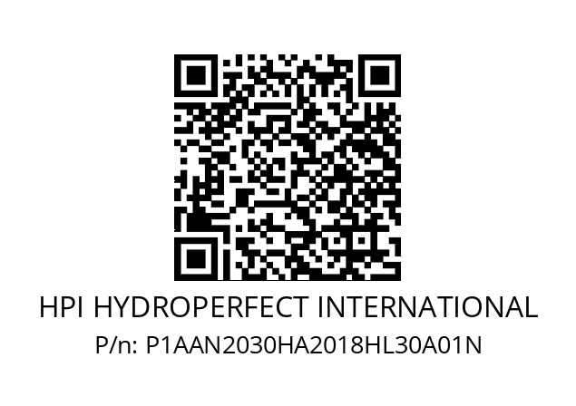   HPI HYDROPERFECT INTERNATIONAL P1AAN2030HA2018HL30A01N