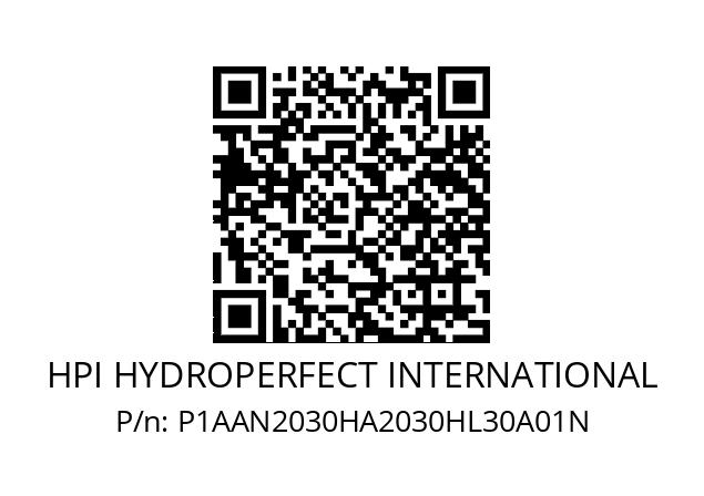   HPI HYDROPERFECT INTERNATIONAL P1AAN2030HA2030HL30A01N