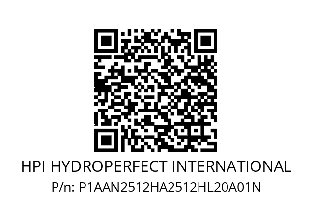   HPI HYDROPERFECT INTERNATIONAL P1AAN2512HA2512HL20A01N