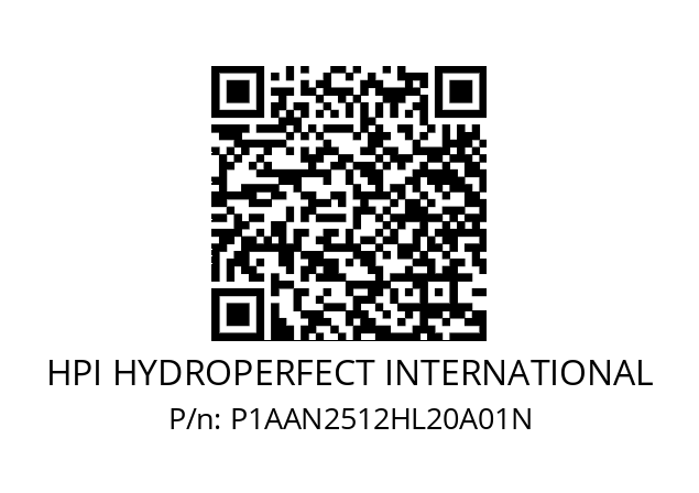   HPI HYDROPERFECT INTERNATIONAL P1AAN2512HL20A01N