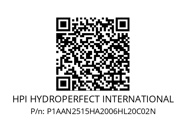   HPI HYDROPERFECT INTERNATIONAL P1AAN2515HA2006HL20C02N