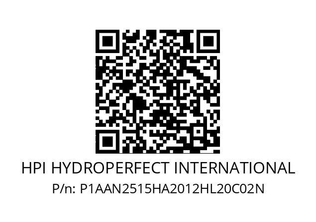   HPI HYDROPERFECT INTERNATIONAL P1AAN2515HA2012HL20C02N