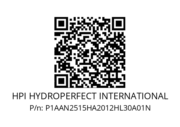   HPI HYDROPERFECT INTERNATIONAL P1AAN2515HA2012HL30A01N