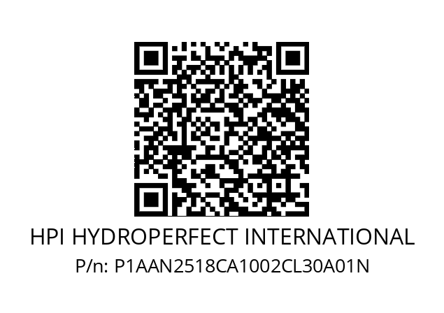   HPI HYDROPERFECT INTERNATIONAL P1AAN2518CA1002CL30A01N