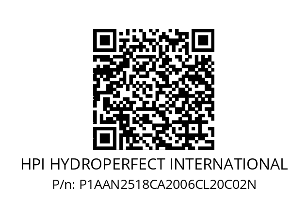   HPI HYDROPERFECT INTERNATIONAL P1AAN2518CA2006CL20C02N