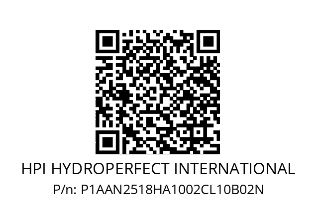   HPI HYDROPERFECT INTERNATIONAL P1AAN2518HA1002CL10B02N