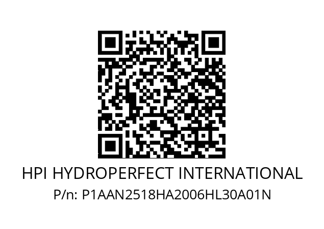   HPI HYDROPERFECT INTERNATIONAL P1AAN2518HA2006HL30A01N