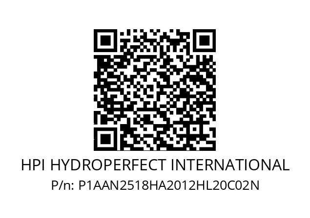   HPI HYDROPERFECT INTERNATIONAL P1AAN2518HA2012HL20C02N