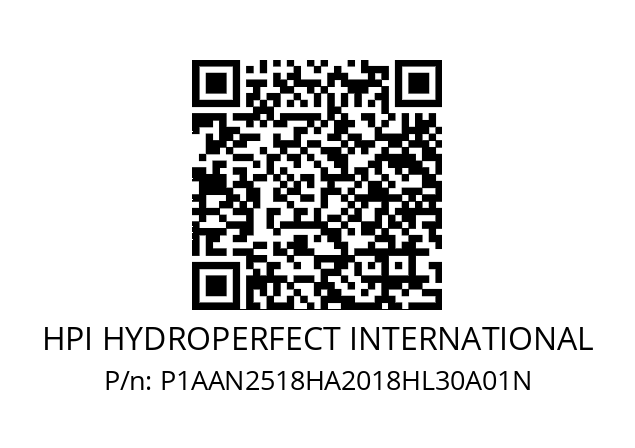   HPI HYDROPERFECT INTERNATIONAL P1AAN2518HA2018HL30A01N