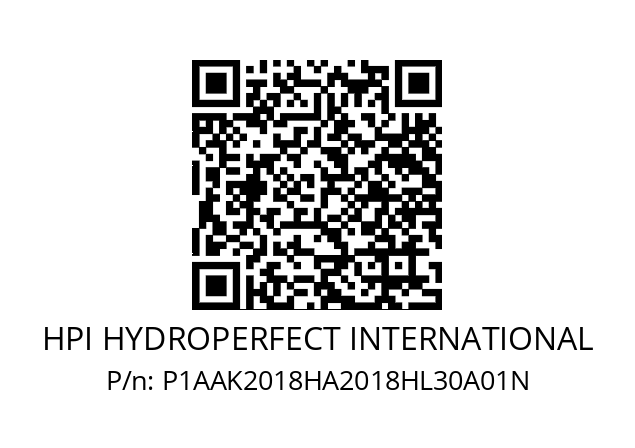   HPI HYDROPERFECT INTERNATIONAL P1AAK2018HA2018HL30A01N