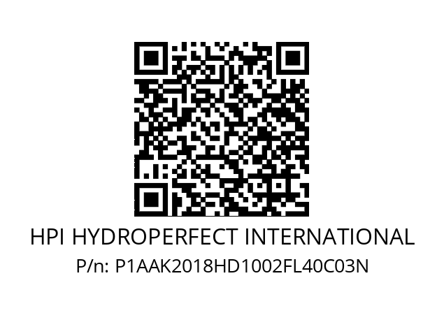   HPI HYDROPERFECT INTERNATIONAL P1AAK2018HD1002FL40C03N