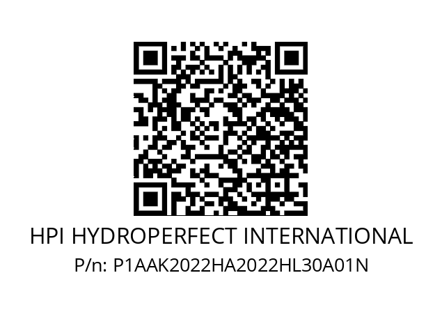   HPI HYDROPERFECT INTERNATIONAL P1AAK2022HA2022HL30A01N