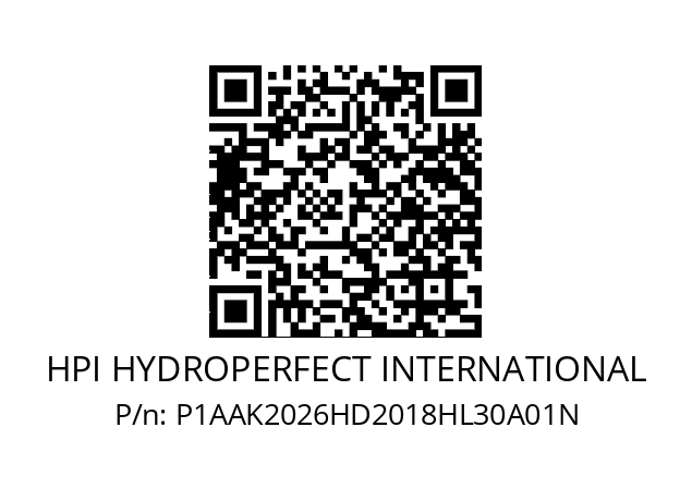   HPI HYDROPERFECT INTERNATIONAL P1AAK2026HD2018HL30A01N