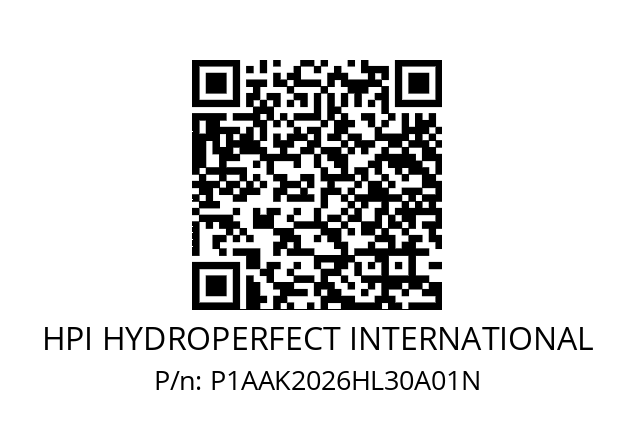   HPI HYDROPERFECT INTERNATIONAL P1AAK2026HL30A01N