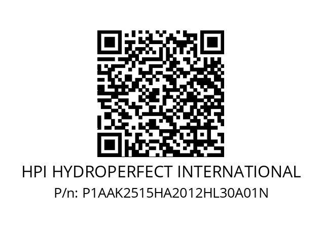   HPI HYDROPERFECT INTERNATIONAL P1AAK2515HA2012HL30A01N