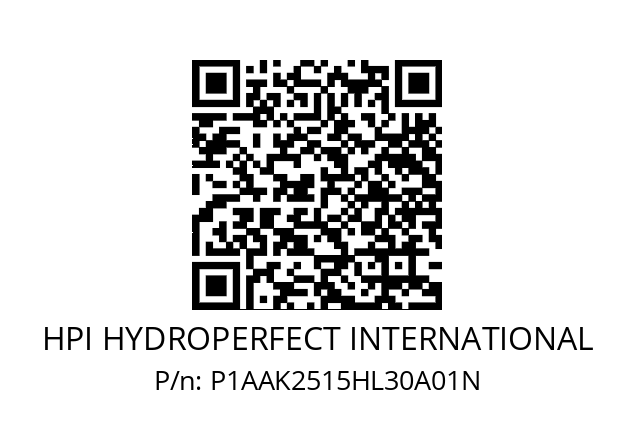   HPI HYDROPERFECT INTERNATIONAL P1AAK2515HL30A01N