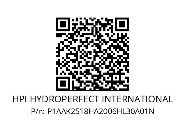   HPI HYDROPERFECT INTERNATIONAL P1AAK2518HA2006HL30A01N