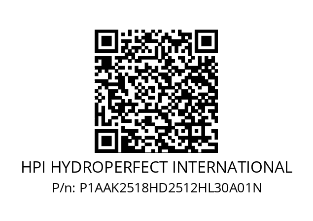   HPI HYDROPERFECT INTERNATIONAL P1AAK2518HD2512HL30A01N