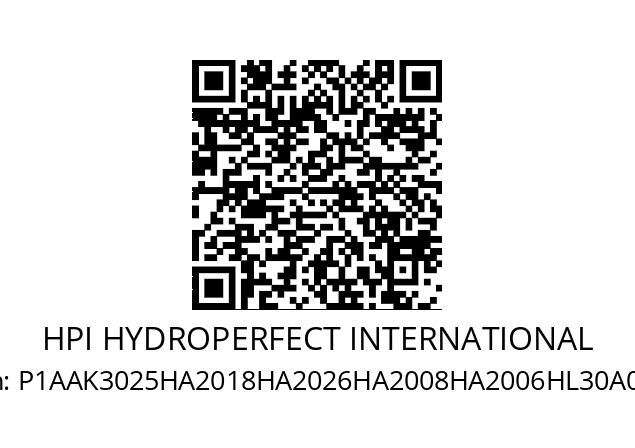   HPI HYDROPERFECT INTERNATIONAL P1AAK3025HA2018HA2026HA2008HA2006HL30A02N