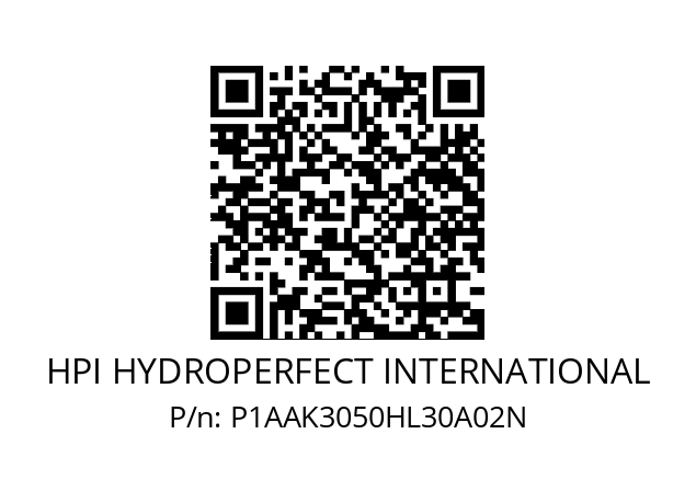   HPI HYDROPERFECT INTERNATIONAL P1AAK3050HL30A02N