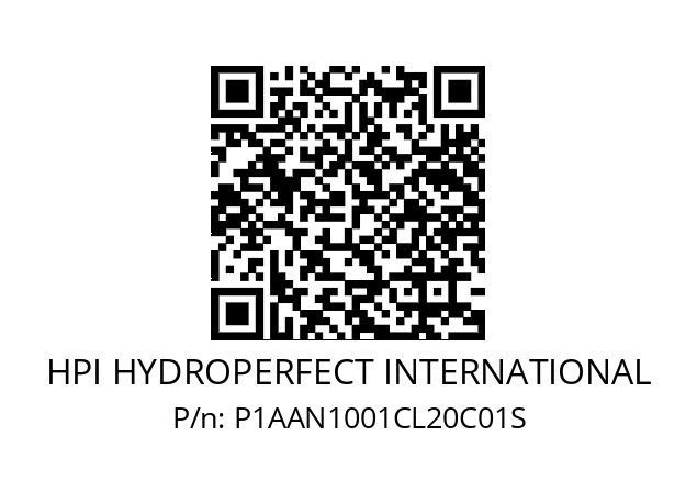   HPI HYDROPERFECT INTERNATIONAL P1AAN1001CL20C01S