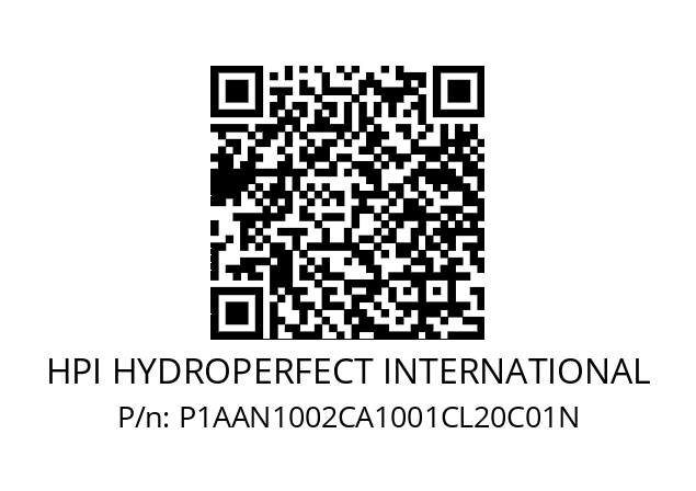   HPI HYDROPERFECT INTERNATIONAL P1AAN1002CA1001CL20C01N