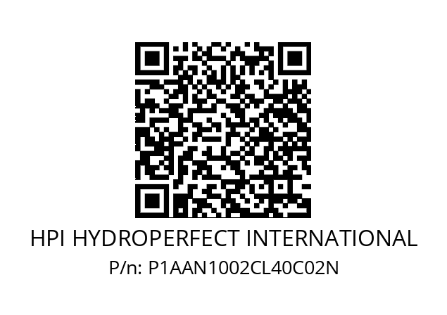   HPI HYDROPERFECT INTERNATIONAL P1AAN1002CL40C02N