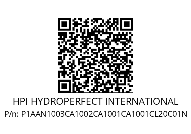   HPI HYDROPERFECT INTERNATIONAL P1AAN1003CA1002CA1001CA1001CL20C01N