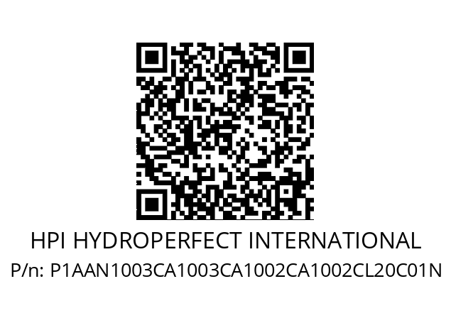   HPI HYDROPERFECT INTERNATIONAL P1AAN1003CA1003CA1002CA1002CL20C01N