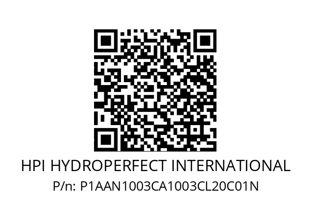   HPI HYDROPERFECT INTERNATIONAL P1AAN1003CA1003CL20C01N