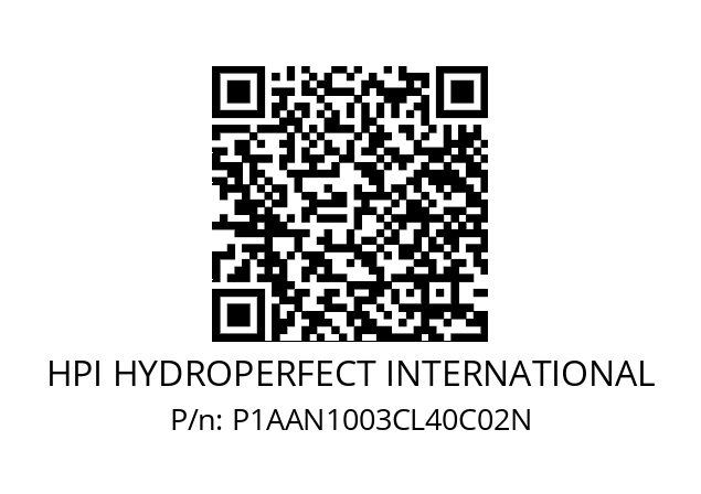   HPI HYDROPERFECT INTERNATIONAL P1AAN1003CL40C02N