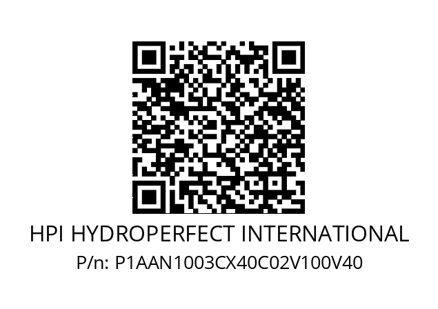   HPI HYDROPERFECT INTERNATIONAL P1AAN1003CX40C02V100V40