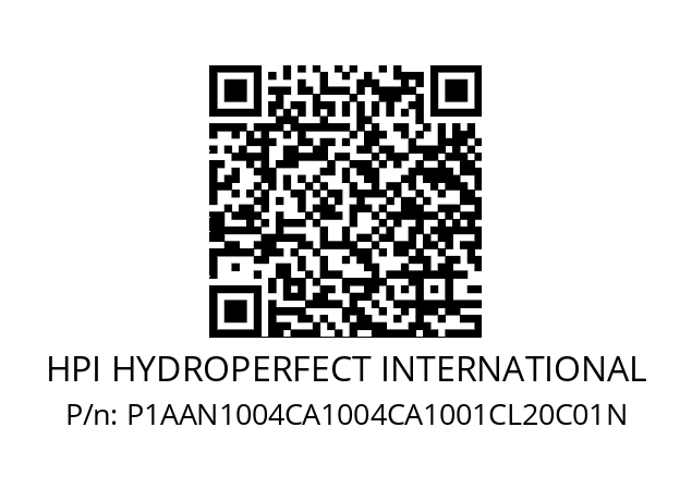   HPI HYDROPERFECT INTERNATIONAL P1AAN1004CA1004CA1001CL20C01N