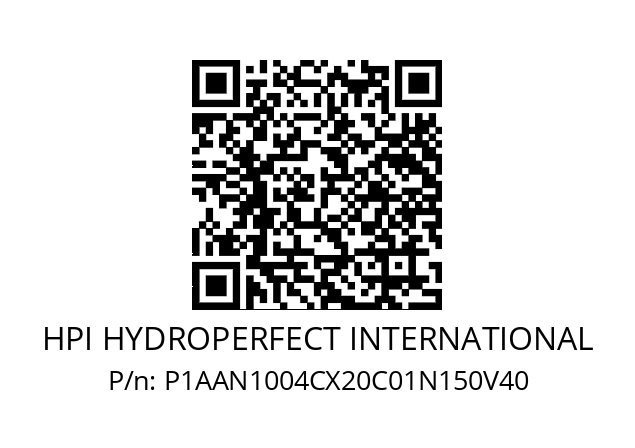   HPI HYDROPERFECT INTERNATIONAL P1AAN1004CX20C01N150V40