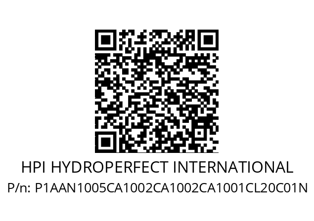   HPI HYDROPERFECT INTERNATIONAL P1AAN1005CA1002CA1002CA1001CL20C01N