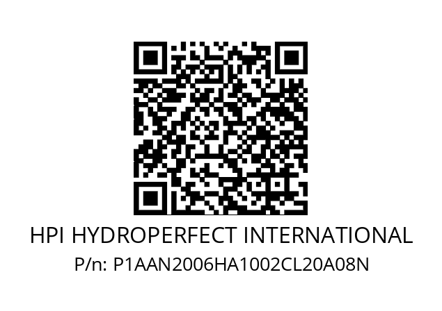   HPI HYDROPERFECT INTERNATIONAL P1AAN2006HA1002CL20A08N