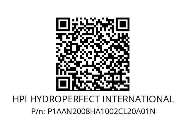   HPI HYDROPERFECT INTERNATIONAL P1AAN2008HA1002CL20A01N