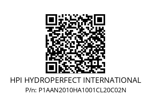   HPI HYDROPERFECT INTERNATIONAL P1AAN2010HA1001CL20C02N