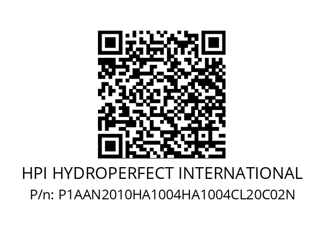   HPI HYDROPERFECT INTERNATIONAL P1AAN2010HA1004HA1004CL20C02N